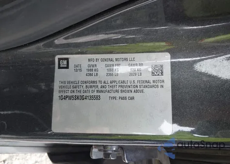 2016 Buick Verano Sport Touring from USA, damaged, VIN 1G4PW5SK0G4135583